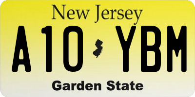 NJ license plate A10YBM
