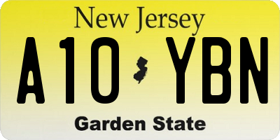 NJ license plate A10YBN