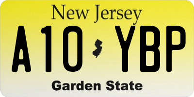 NJ license plate A10YBP