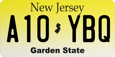 NJ license plate A10YBQ
