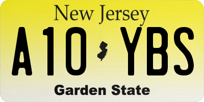 NJ license plate A10YBS