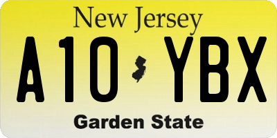 NJ license plate A10YBX