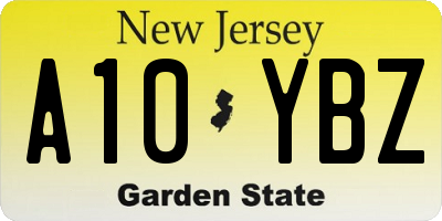 NJ license plate A10YBZ