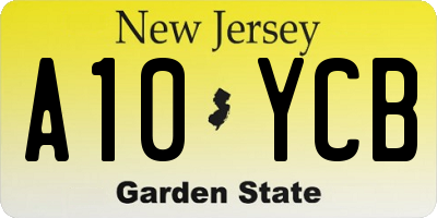 NJ license plate A10YCB