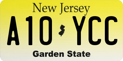 NJ license plate A10YCC