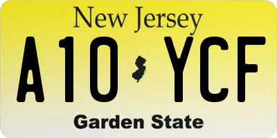 NJ license plate A10YCF