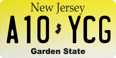 NJ license plate A10YCG