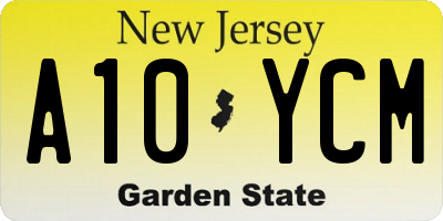 NJ license plate A10YCM