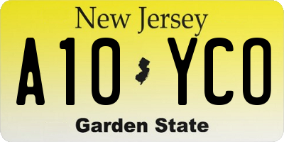 NJ license plate A10YCO