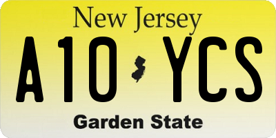 NJ license plate A10YCS