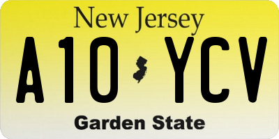 NJ license plate A10YCV
