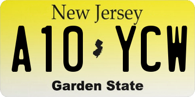 NJ license plate A10YCW