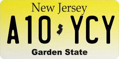 NJ license plate A10YCY