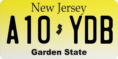NJ license plate A10YDB