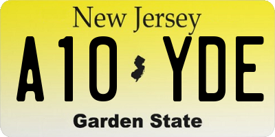NJ license plate A10YDE