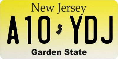 NJ license plate A10YDJ