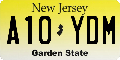 NJ license plate A10YDM