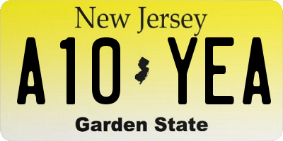 NJ license plate A10YEA