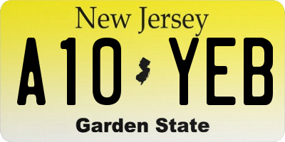 NJ license plate A10YEB