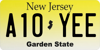 NJ license plate A10YEE