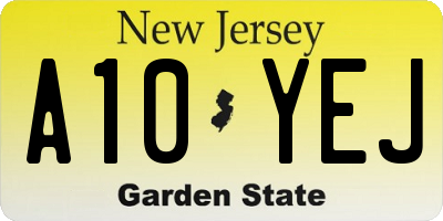 NJ license plate A10YEJ