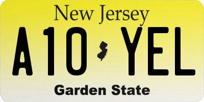 NJ license plate A10YEL