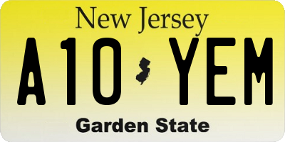 NJ license plate A10YEM