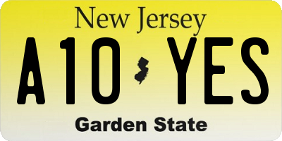 NJ license plate A10YES