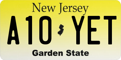 NJ license plate A10YET