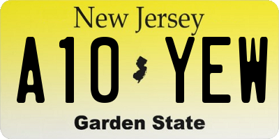 NJ license plate A10YEW