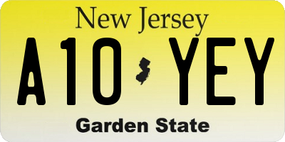 NJ license plate A10YEY