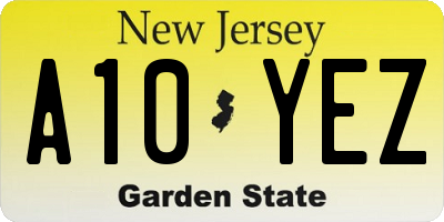 NJ license plate A10YEZ