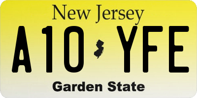 NJ license plate A10YFE