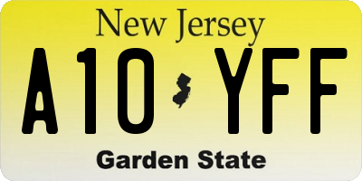 NJ license plate A10YFF