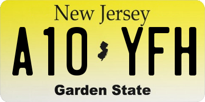 NJ license plate A10YFH