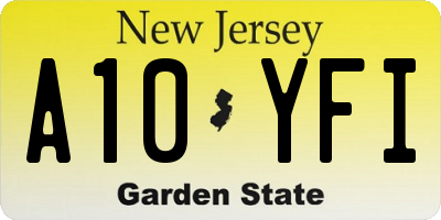 NJ license plate A10YFI