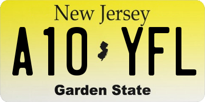 NJ license plate A10YFL