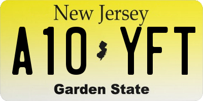 NJ license plate A10YFT