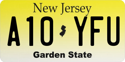 NJ license plate A10YFU