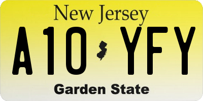 NJ license plate A10YFY