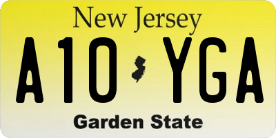 NJ license plate A10YGA