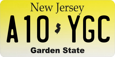 NJ license plate A10YGC