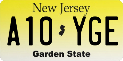 NJ license plate A10YGE