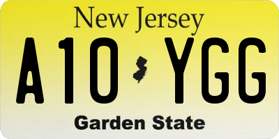 NJ license plate A10YGG