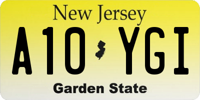 NJ license plate A10YGI