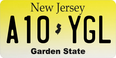 NJ license plate A10YGL