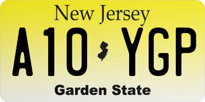 NJ license plate A10YGP
