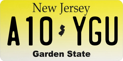 NJ license plate A10YGU