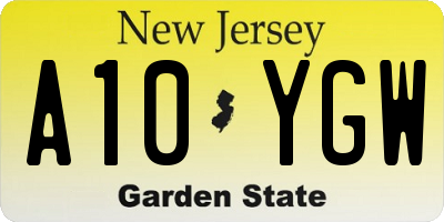 NJ license plate A10YGW