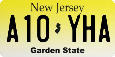 NJ license plate A10YHA